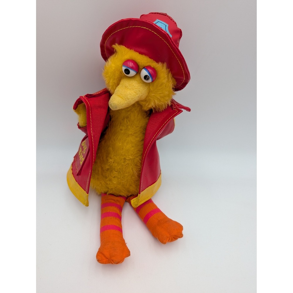 Knickerbocker Big Bird Plush Yellow Vintage Fireman Sesame Street 12 Inch